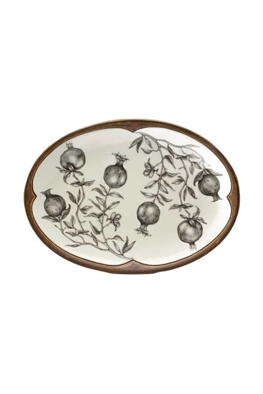 Oblong Serving Dish: Honey Bee Apple Blossoms - Laura Zindel Design